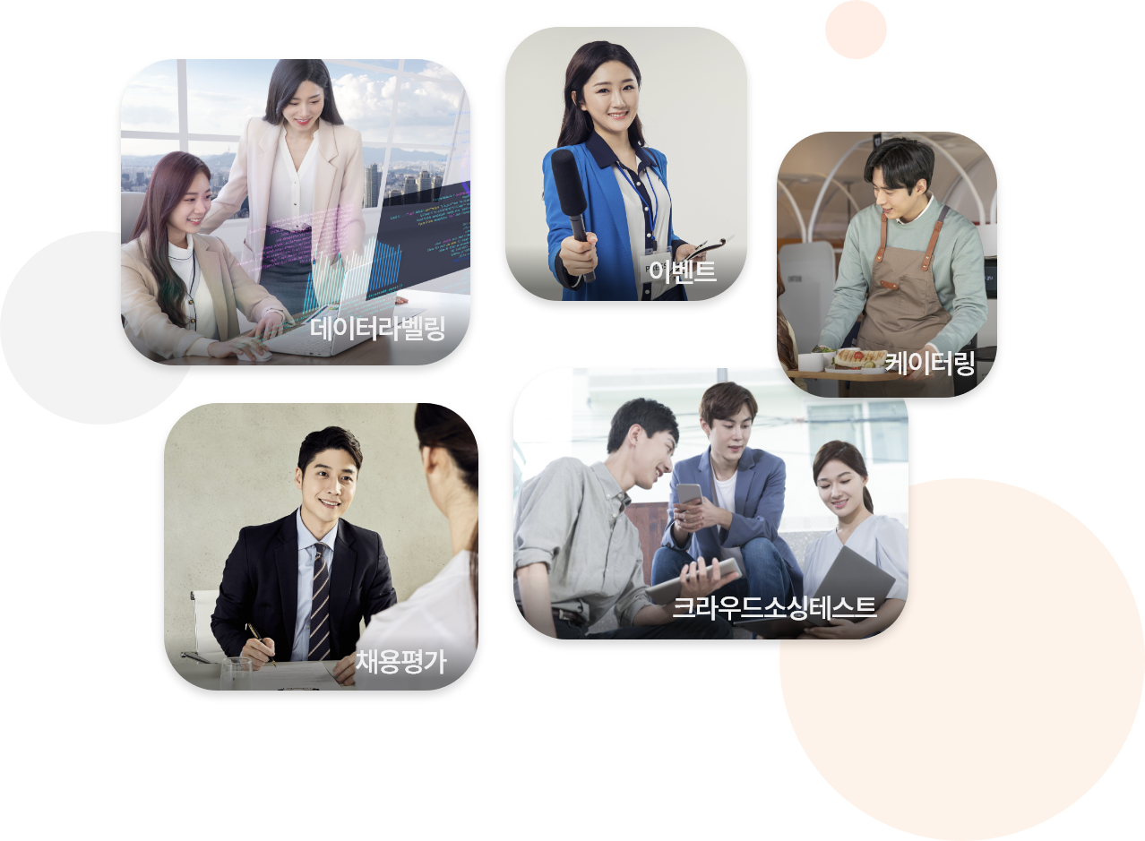 데이터라벨링, 이벤트, 채용평가, 크라우드소싱테스트, 케이터링